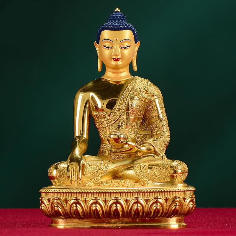 Buddha Shakyamuni Figurine Enlightenment Copper Statue Home Offering Decoration - 16.5*11*6.5cm - image 0