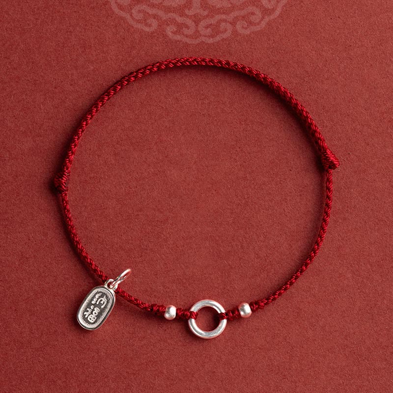 Buddha Stones 925 Sterling Silver Lucky Fortune Peace Joy Lotus Peace Buckle Red String Bracelet - image 2