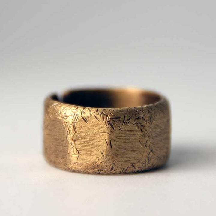 Tibetan Simple Design Copper Brass Frosted Wealth Ring - image 11