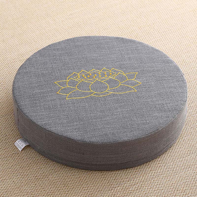 Lotus Embroidery Cotton Linen Meditation Seat Cushion - Soft - 40cm*10cm - DimGray - image 5