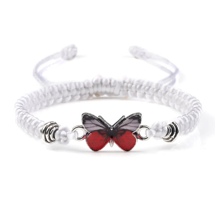 Buddha Stones Butterfly Freedom Love String Charm Bracelet - White-Red Butterfly - image 9