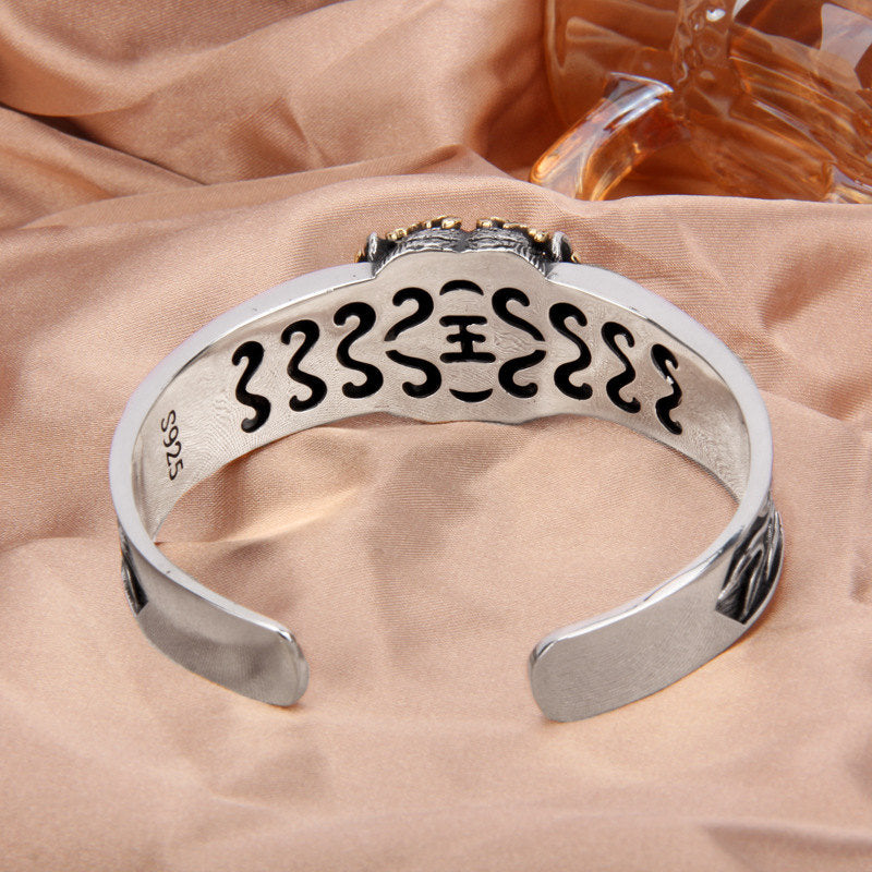 Buddha Stones 925 Sterling Silver Chinese Zodiac Tiger Keep Away Evil Spirits Bracelet Bangle - image 5