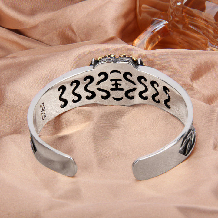 Buddha Stones 925 Sterling Silver Chinese Zodiac Tiger Keep Away Evil Spirits Bracelet Bangle - image 5