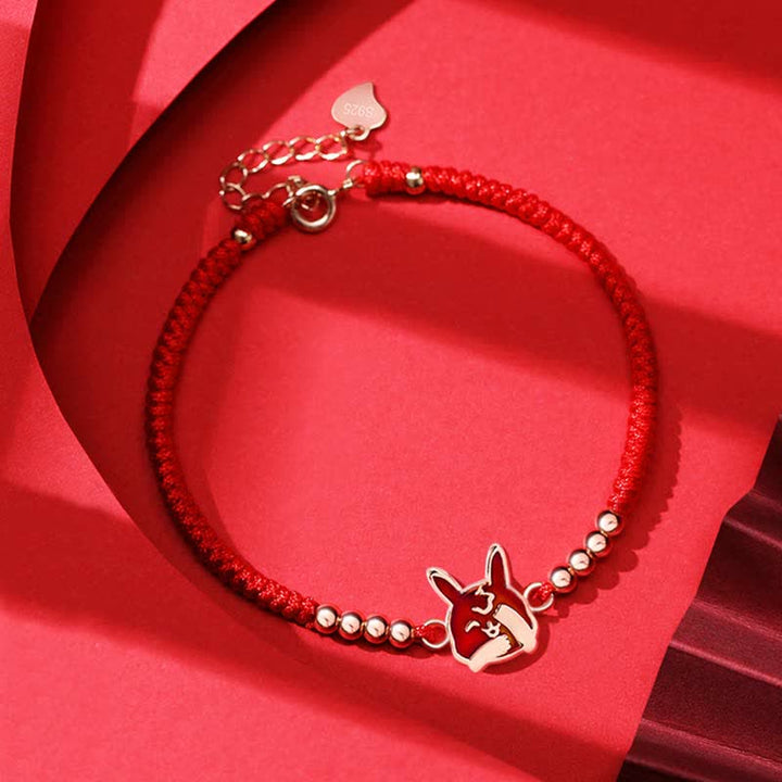Buddha Stones 925 Sterling Silver Chinese Zodiac Luck Faith Discolor Red String Bracelet - Rabbit(Wrist Circumference 15-18cm) - image 6