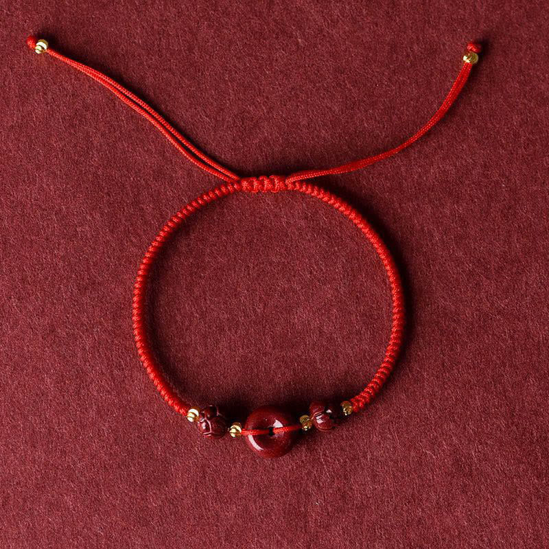 Buddha Stones Handmade Lotus Cinnabar Peace Buckle Blessing Braid Bracelet - image 11