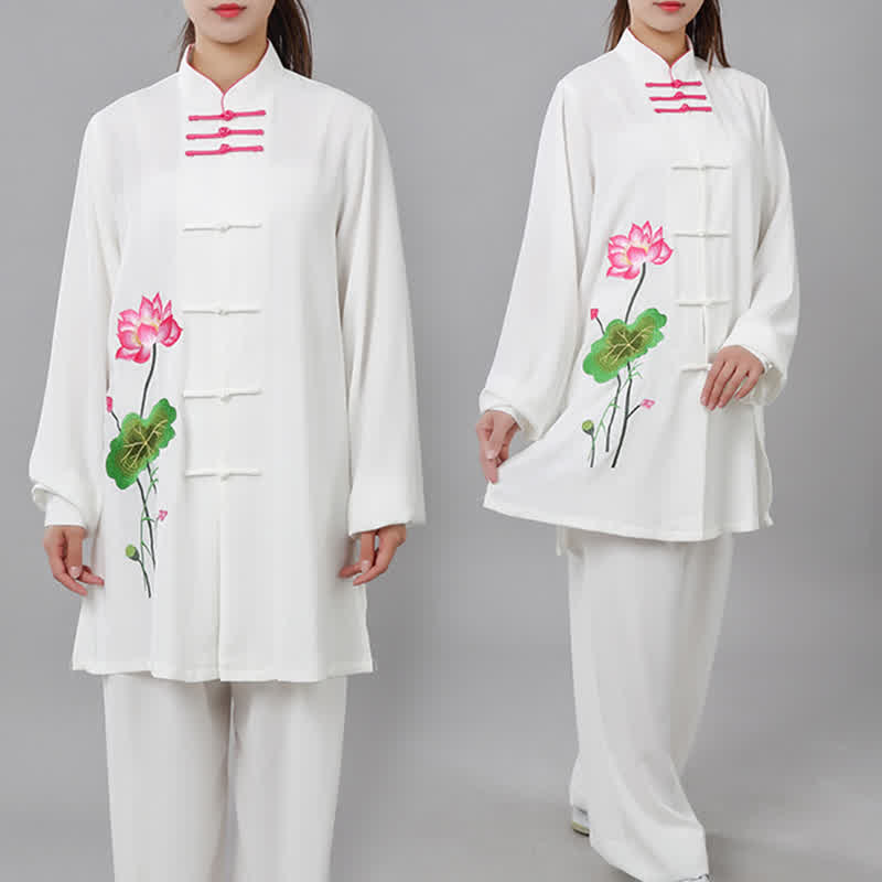 Lotus Flower Leaf Pattern Tai Chi Meditation Prayer Spiritual Zen Practice Clothing Women's Set - image 3