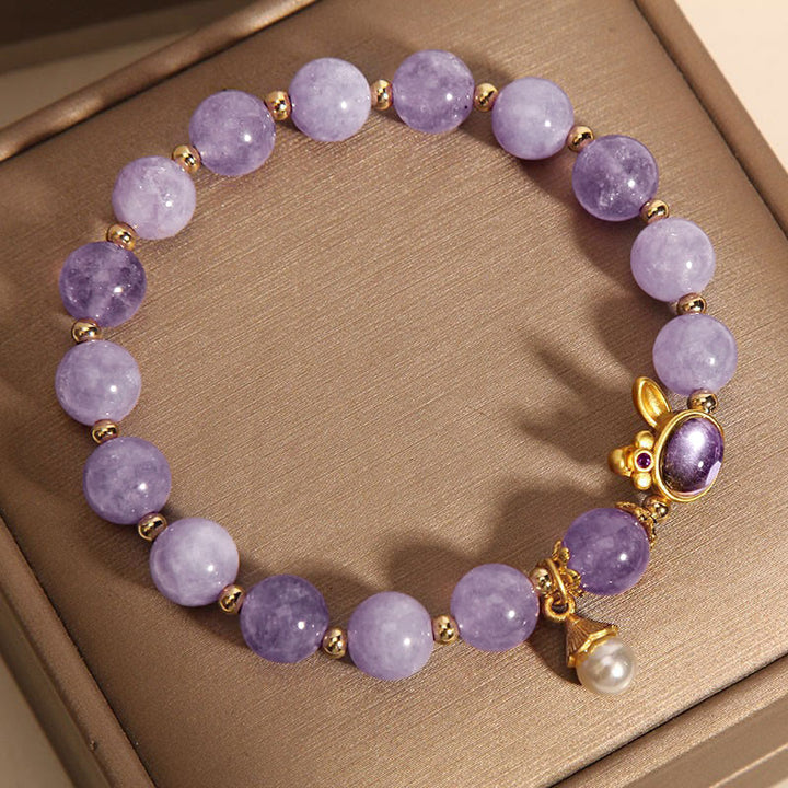 Buddha Stones Natural Purple Jade Rabbit Happiness Bracelet