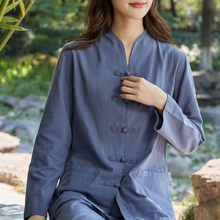 Spiritual Zen Practice Yoga Meditation Prayer Uniform Cotton Linen Clothing Women's Set - image 7