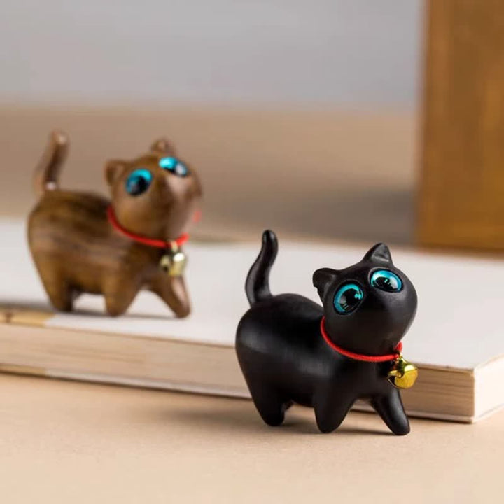 Buddha Stones Green Sandalwood Small Leaf Red Sandalwood Cute Cat Animals Soothing Peace Decoration - image 29