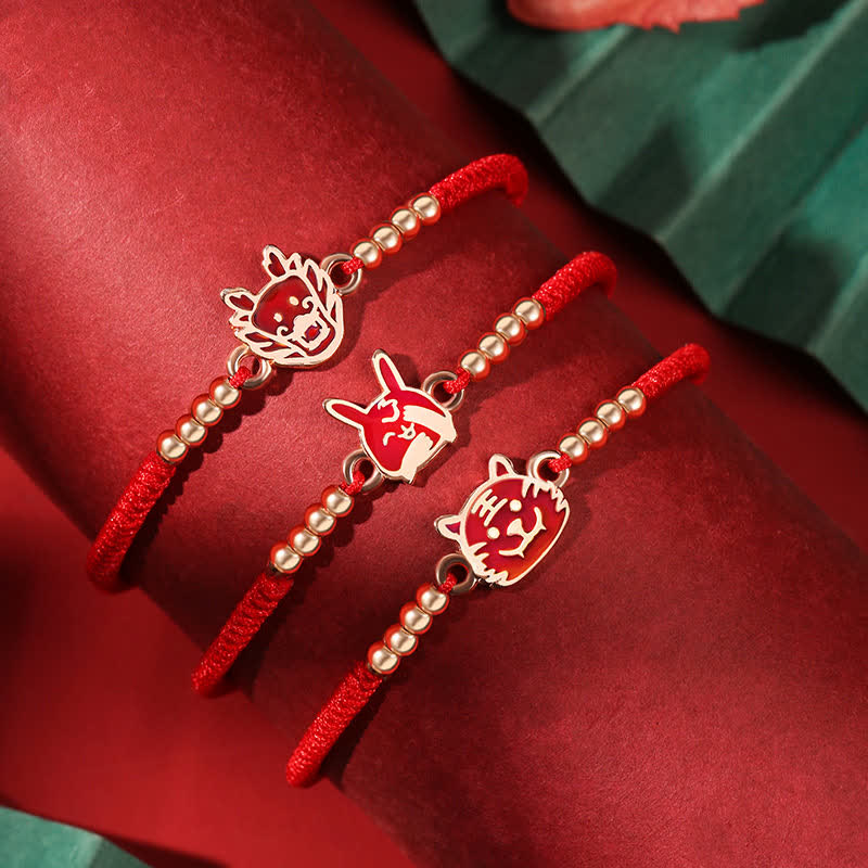 Buddha Stones 925 Sterling Silver Chinese Zodiac Luck Faith Discolor Red String Bracelet - image 1