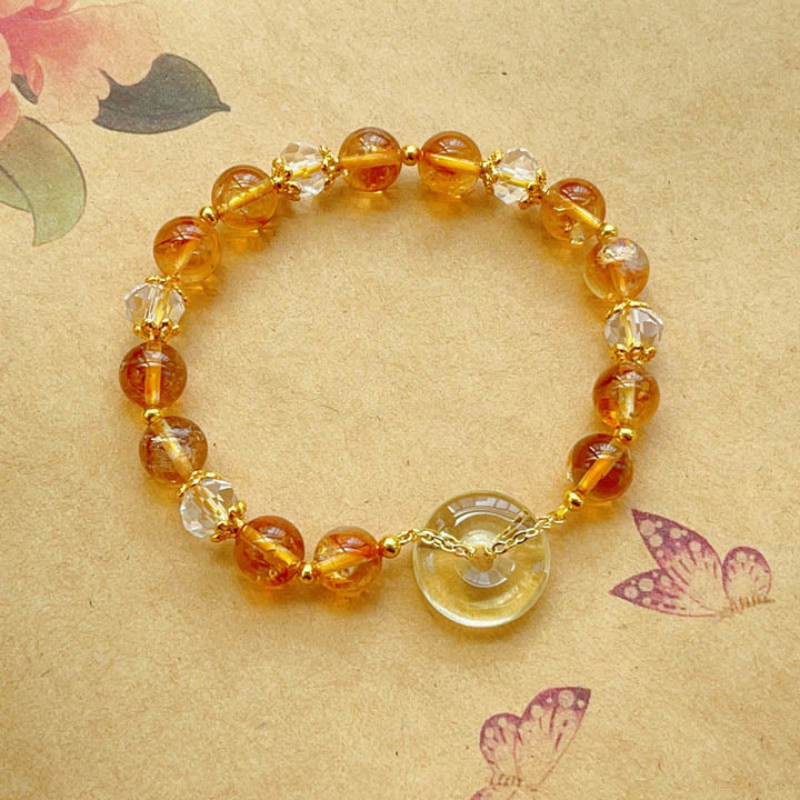 Buddha Stones Peace Buckle Citrine Crystal Prosperity Bracelet