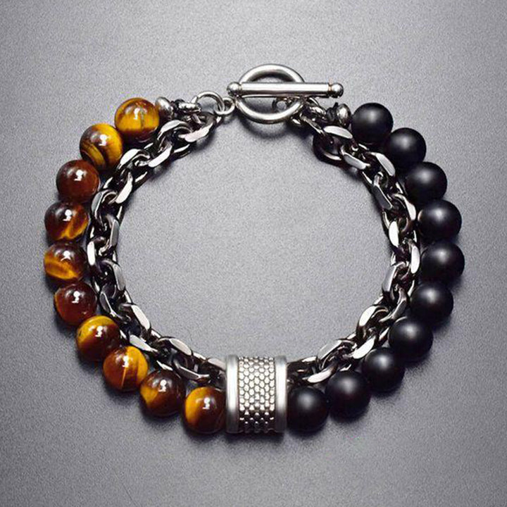 Buddha Stones Natural Tiger Eye Lazurite Lapis Lazuli Protection Bracelet - Tiger's eye - image 0