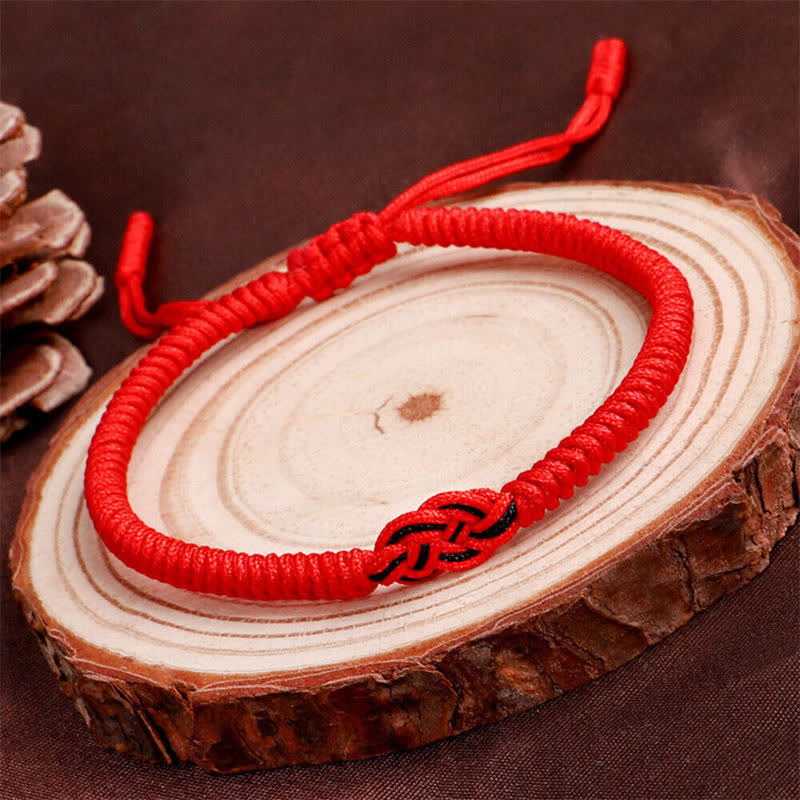 Buddha Stones 2Pcs Tibetan Luck Chinese Knot Protection String Bracelet