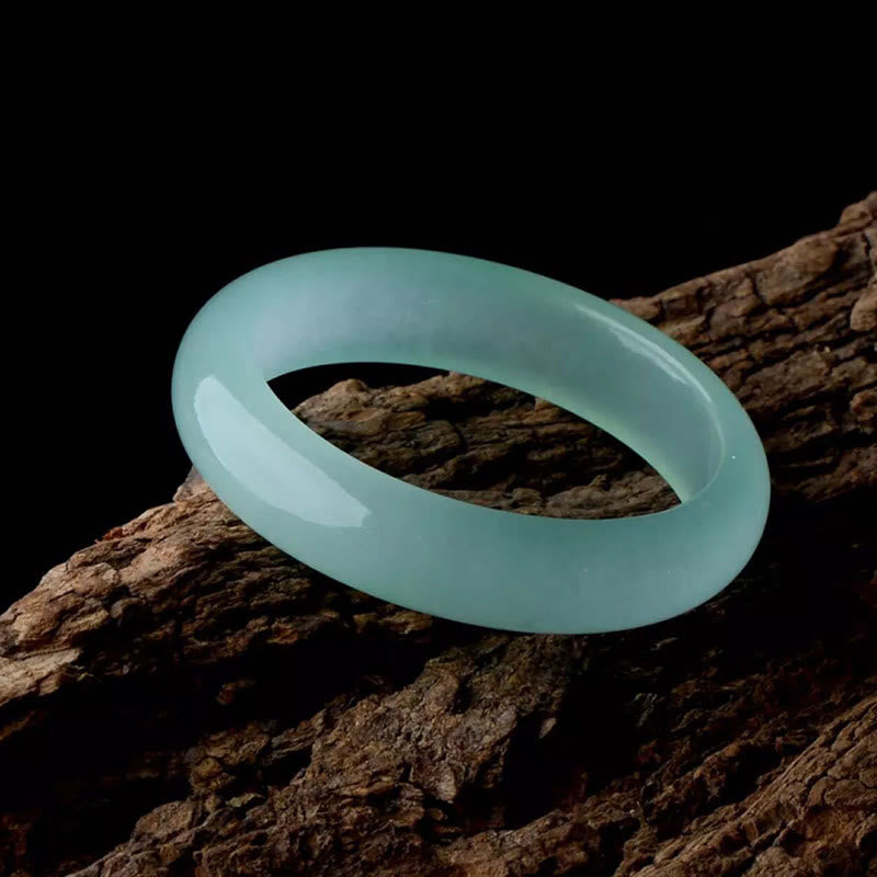 Natural Jade Luck Healing Prosperity Bangle Bracelet - LightCyan - 60-62mm - image 8