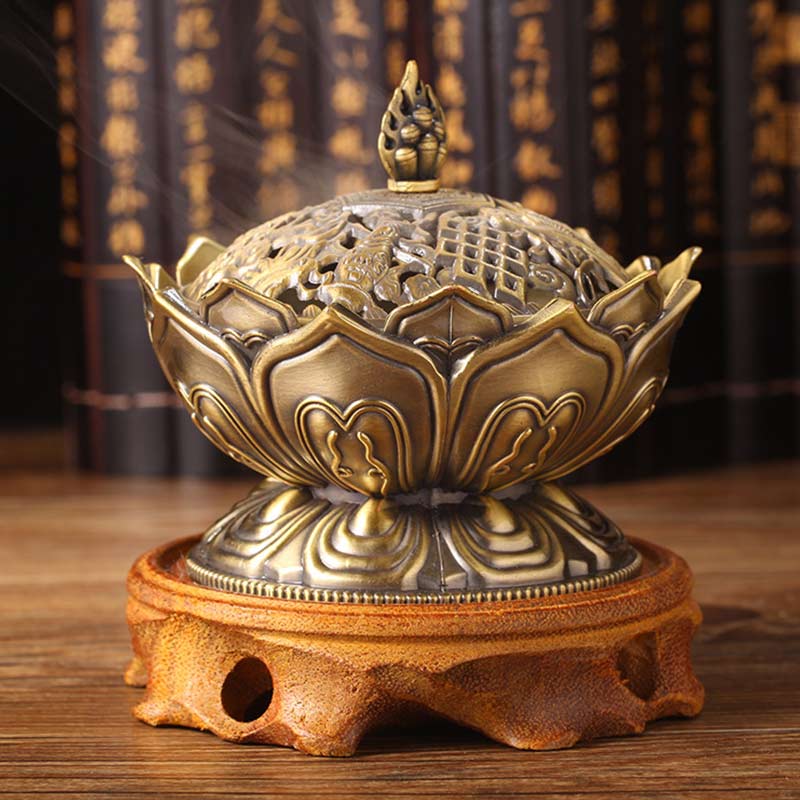 Buddha Stones Tibetan Lotus Shaped Purify Incense Burner - image 11
