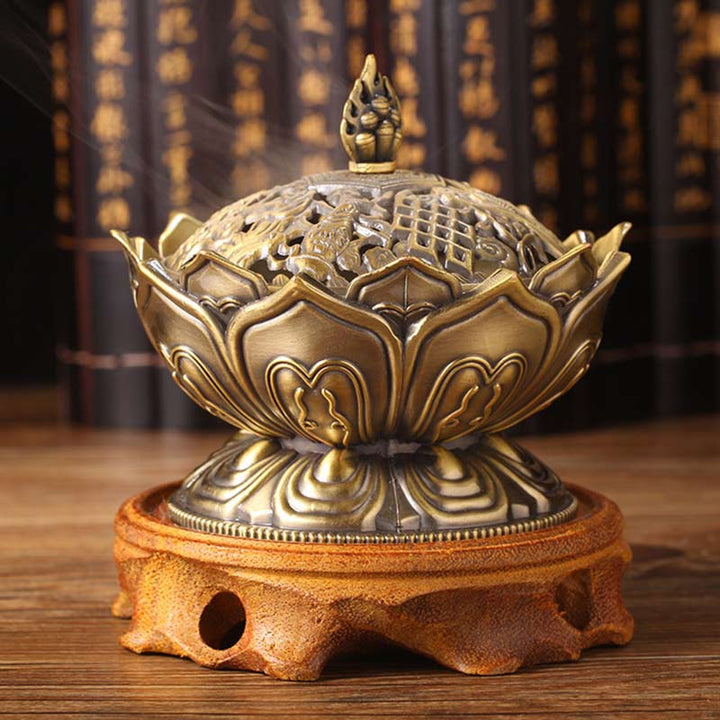 Buddha Stones Tibetan Lotus Shaped Purify Incense Burner - image 11