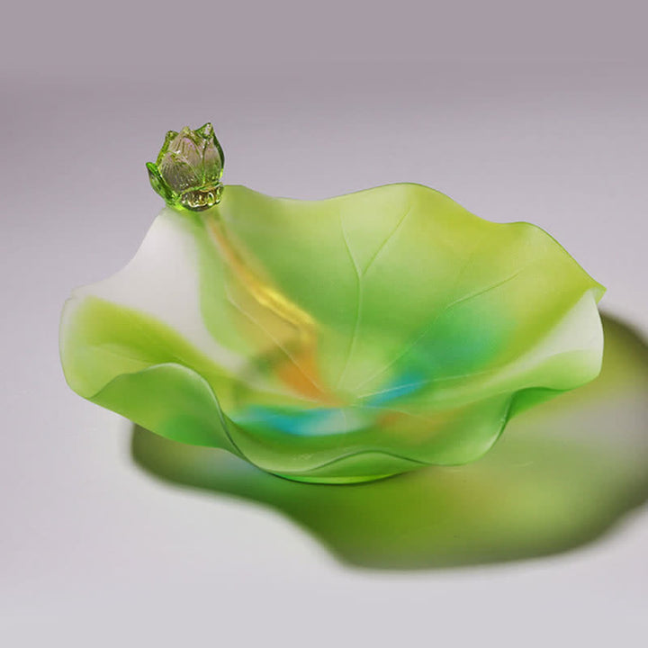 Feng Shui Lotus Handmade Liuli Crystal Art Piece Home Office Offering Decoration - image 6