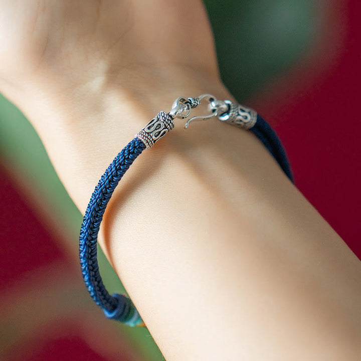 Buddha Stones Handmade 925 Sterling Silver Tibetan Om Mani Padme Hum Purity Braided Bracelet - image 10