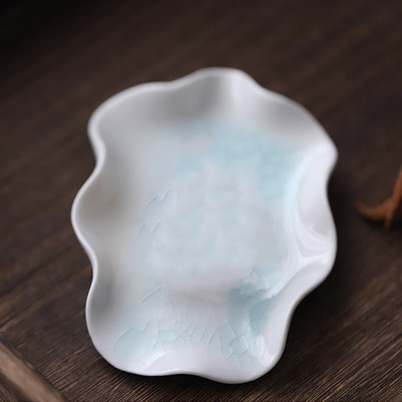 Meditating Ceramic Small Frog Statue Decoration - Lotus Tray Only - image 9