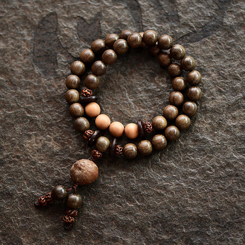 Tibetan Sandalwood Protection Charm Mala Bracelet - Double Wrap Bracelet(17cm) - 10mm - image 0