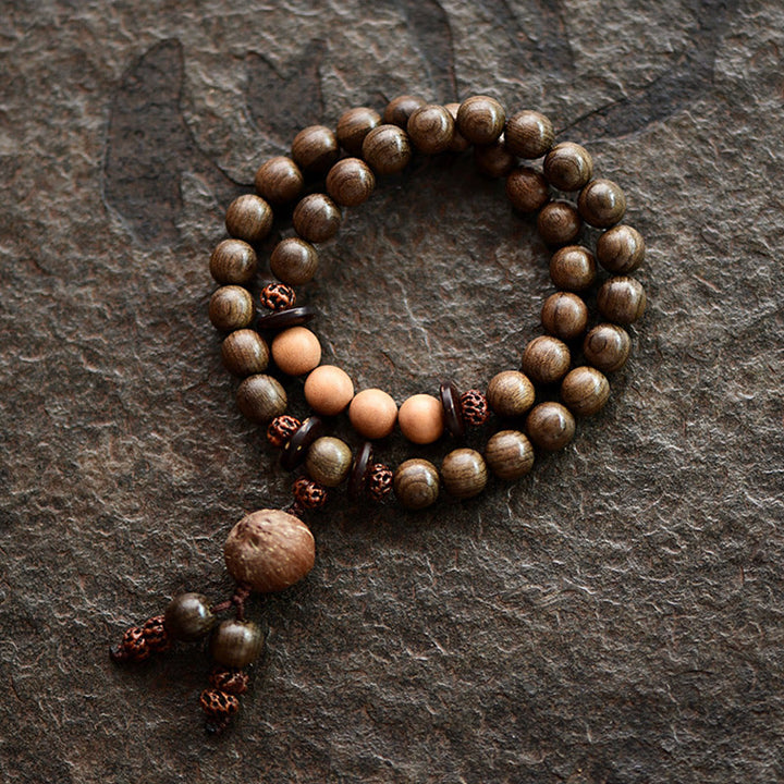 Tibetan Sandalwood Protection Charm Mala Bracelet - Double Wrap Bracelet(17cm) - 10mm - image 0