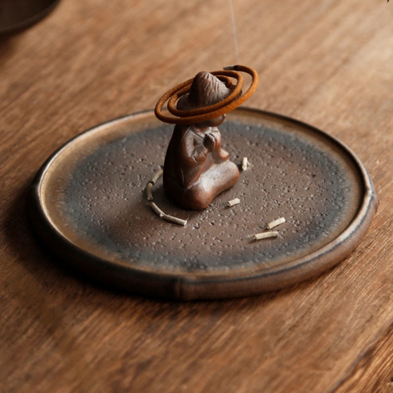 Small Person Meditation Ceramic Spiritual Healing Incense Burner - image 9