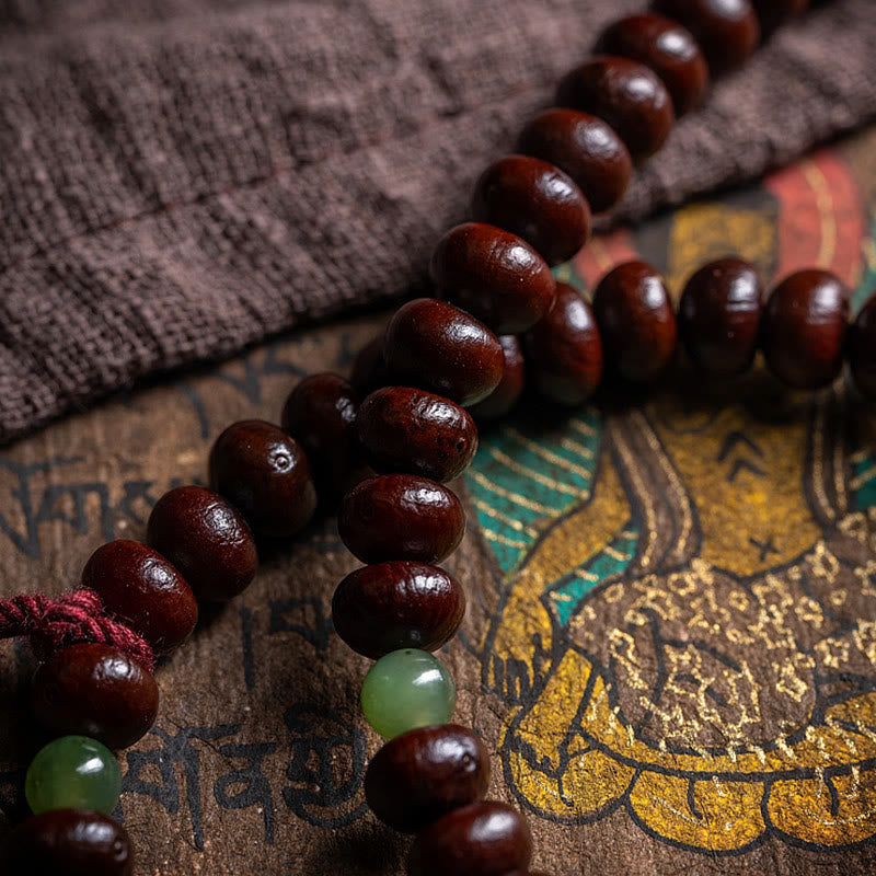 Buddha Stones Natural Tibet 108 Mala Beads Purple Bodhi Seed Hetian Cyan Jade Copper Dorje Peace Bracelet