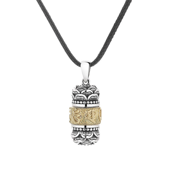 Buddha Stones Tibet Om Mani Padme Hum Carved Wisdom Purity Chain Leather Rope Necklace Pendant - image 4