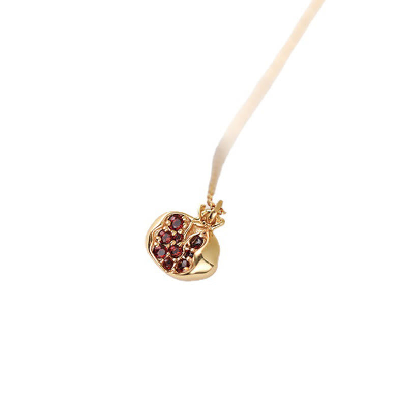 925 Sterling Silver 18k Gold Plated Pomegranate Garnet Crystal Passion Charm Necklace Pendant - image 6