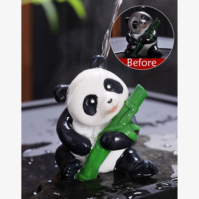 Buddha Stones Color Changing Small Cute Panda Bamboo Tea Pet Resin Home Figurine Decoration