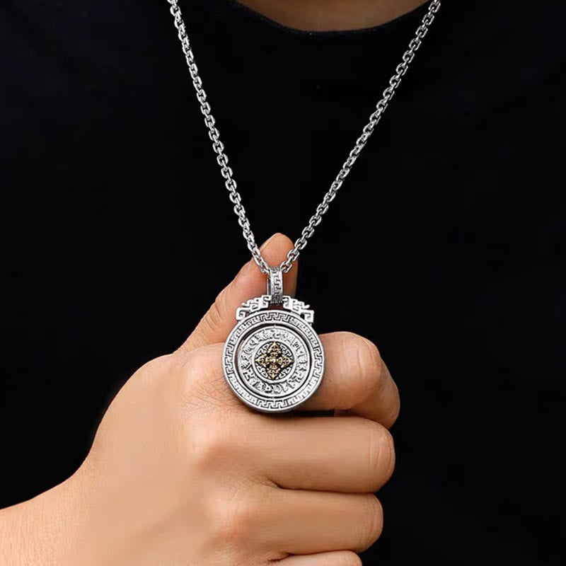 Buddha Stones Tibetan Om Mani Padme Hum Double Dorje Vajra Rotatable Purity Peace Necklace Pendant - image 14