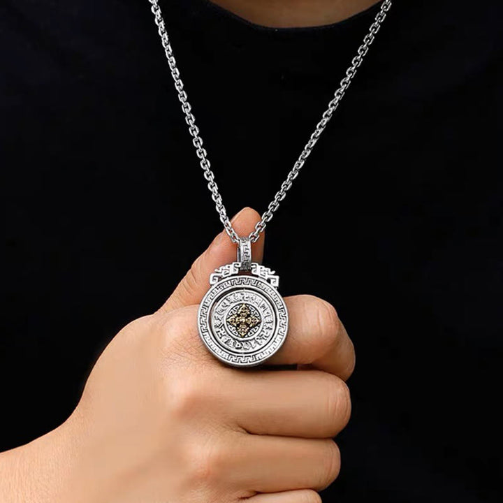 Buddha Stones Tibetan Om Mani Padme Hum Double Dorje Vajra Rotatable Purity Peace Necklace Pendant - image 14