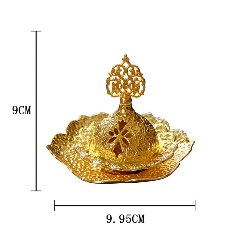 Gold Leaf Coaster Spiritual Mini Alloy Metal Incense Burner - image 13