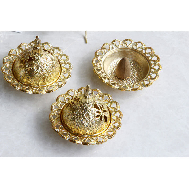 Tibetan Gold Mini Meditation Incense Burner - image 8