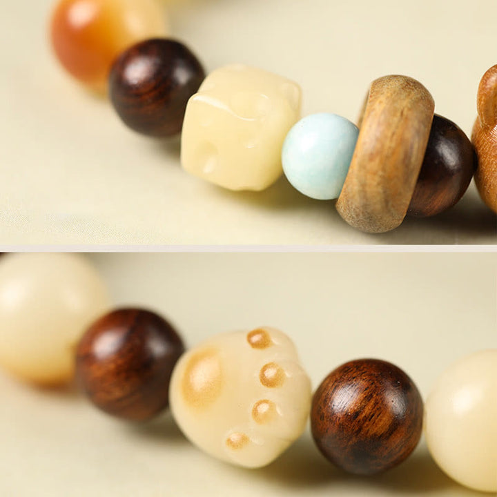 Buddha Stones Natural Bodhi Seed Sandalwood Lucky Cute Cat Head Paw Claw Peace Bracelet - image 5