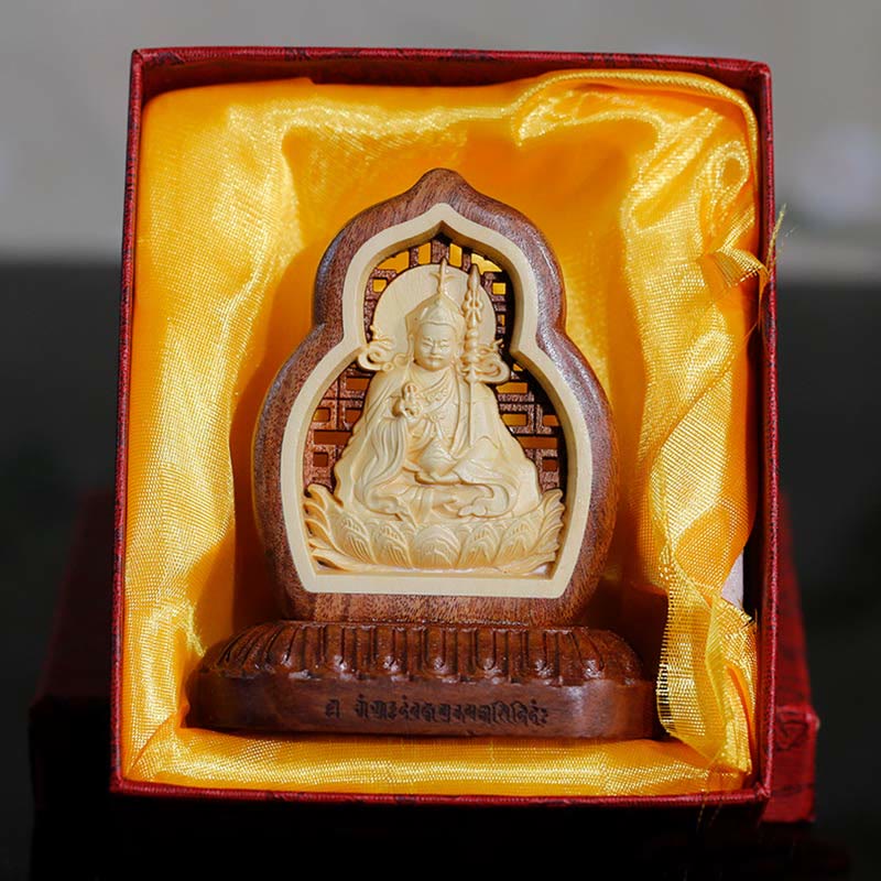 Guru Rinpoche Buddha Padmasambhavan Serenity Wood Engraved Statue Figurine Decoration - image 1