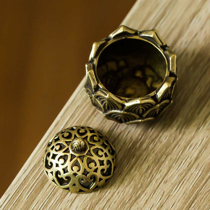 Tibetan Mini Lotus Pattern Meditation Copper Incense Burner - image 3
