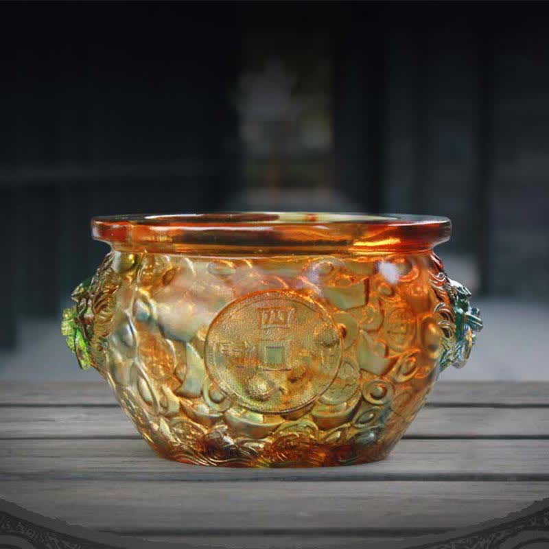 Handmade Liuli Crystal Treasure Bowl Art Piece Home Decoration - image 1