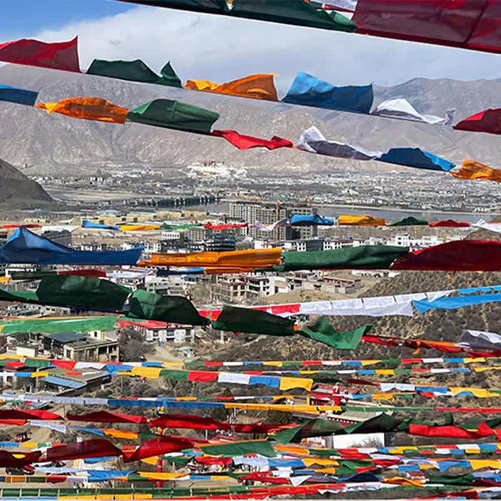 Buddha Stones Tibetan 5 Colors Silk Windhorse Auspicious Outdoor 25 Pcs Prayer Flag