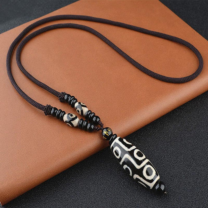 Buddha Stones Nine-Eye Dzi Bead Wealth Protection Necklace - image 3