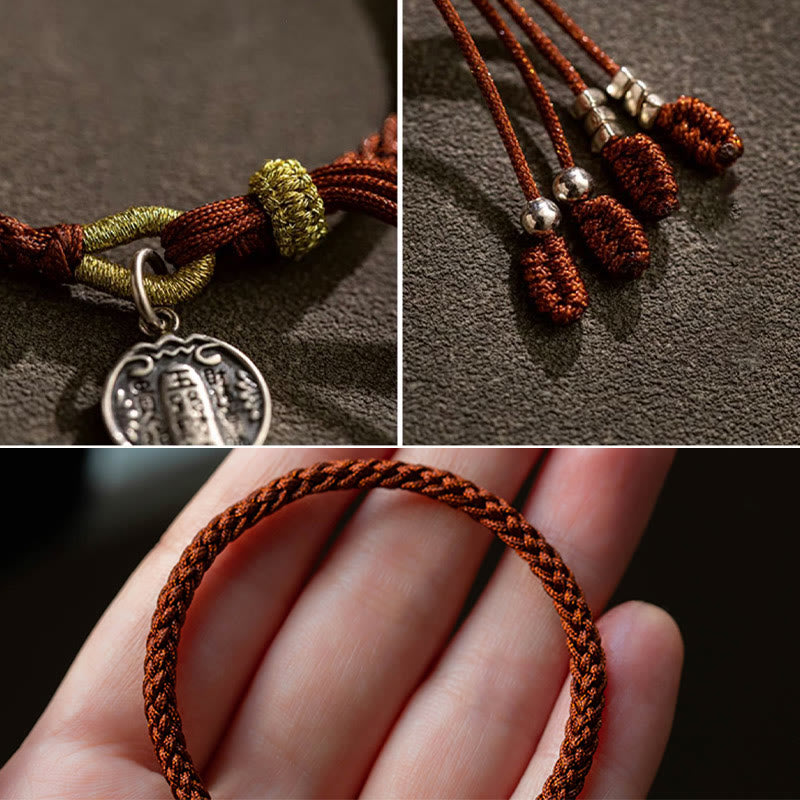 Buddha Stones Handmade 925 Sterling Silver Five Directions Gods of Wealth Luck Protection String Braid Bracelet - image 9