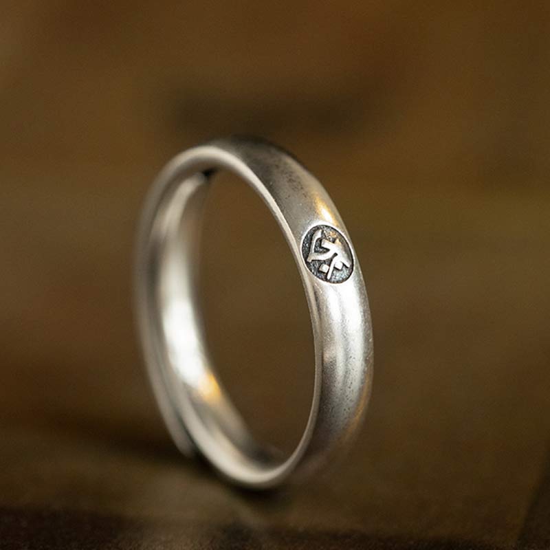 Buddha Stones 925 Sterling Silver Chinese Zodiac Natal Buddha Blessing Couple Ring - image 1