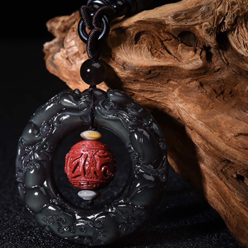 FengShui Natural Rainbow Obsidian PiXiu Cinnabar Healing Necklace Pendant - Rainbow Obsidian (Love ♥ Positive transformation) - image 1