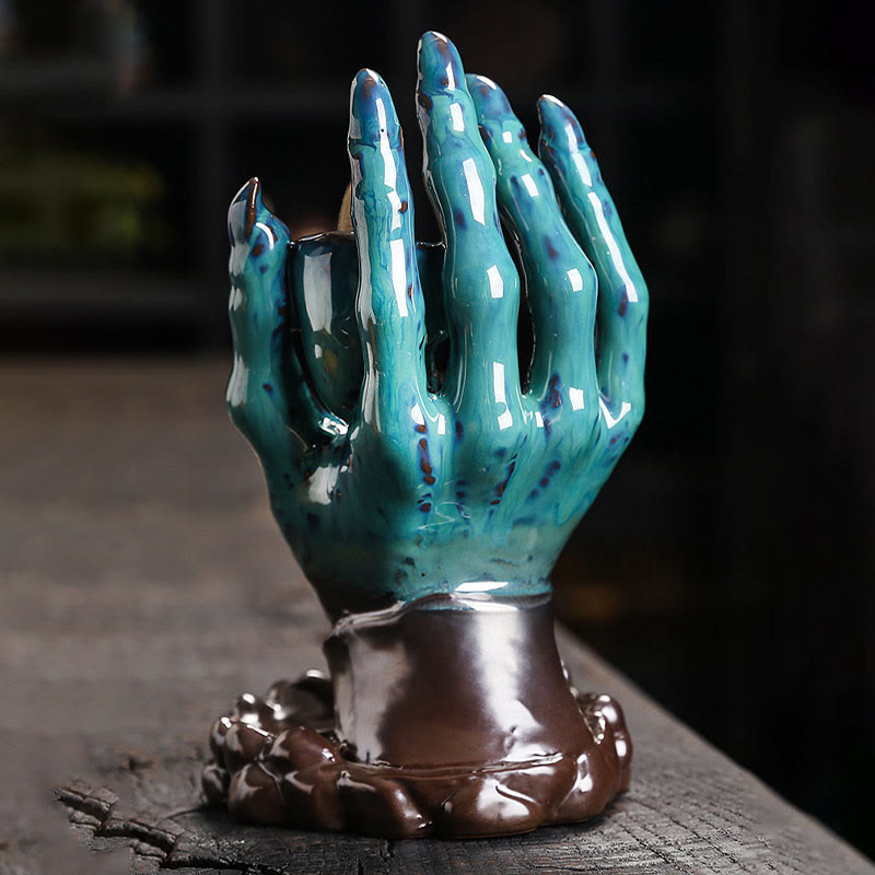 Buddha Stones Halloween Ghost Hand Skull Head Ceramic Peace Healing Incense Burner Decoration - image 9