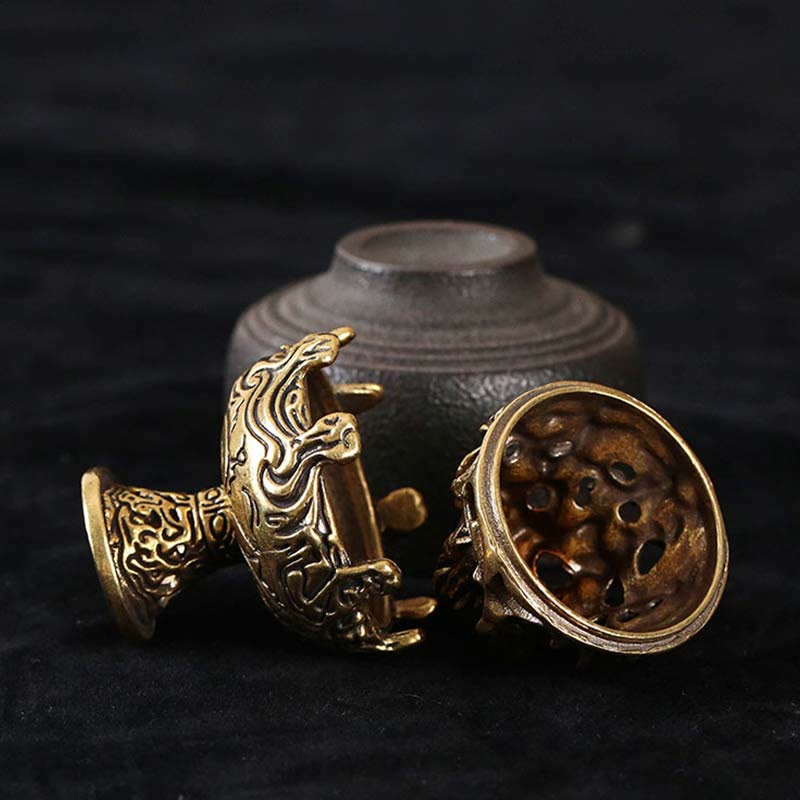 Tibetan Mini Mountain Pattern Meditation Copper Alloy Incense Burner - image 13