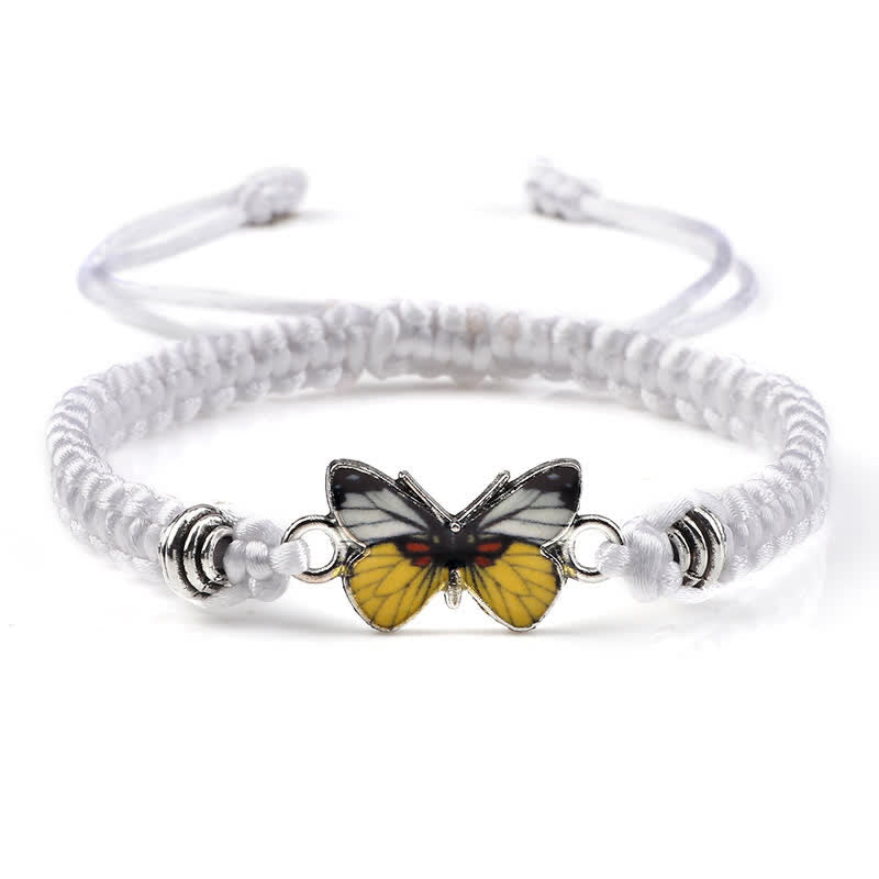 Buddha Stones Butterfly Freedom Love String Charm Bracelet - White-Yellow Butterfly - image 21