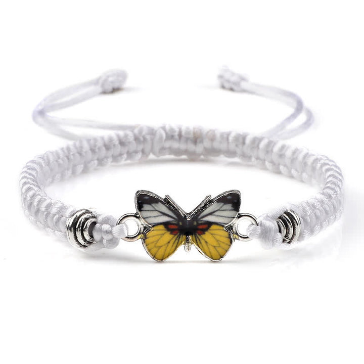Buddha Stones Butterfly Freedom Love String Charm Bracelet - White-Yellow Butterfly - image 21