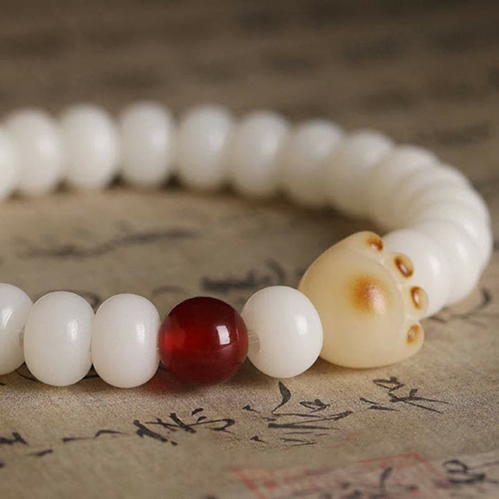 Buddha Stones Natural Bodhi Seed Lovely Paw Lucky Cat Bracelet - image 3