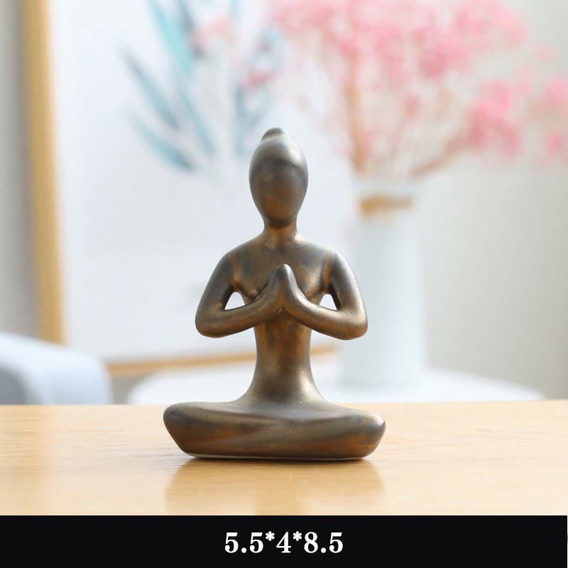 Abstract Yoga Meditation Exercise Ceramics Spiritual Figurine Sculpture Decoration - Gold - Praying - image 10