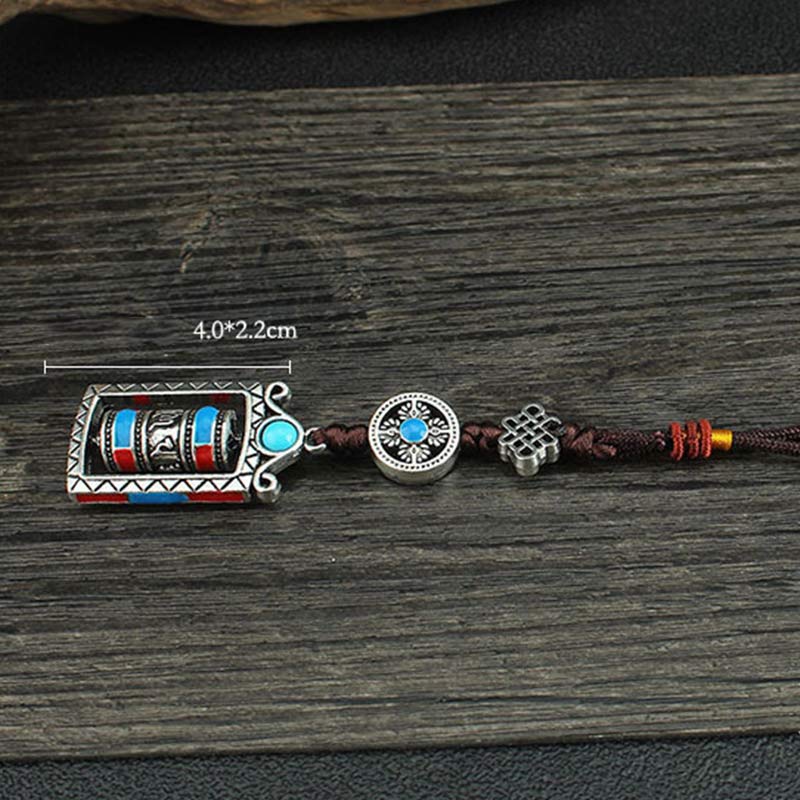 Six True Words Prayer Wheel Rotation Knot Blessing Keychain Decoration - image 14
